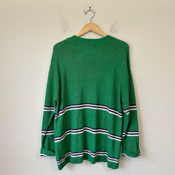 FREE PEOPLE BEACH Mariner Sweater Green Bee Striped Pullover Knit NWT - Picture 2 of 10